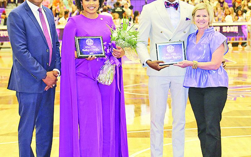 Northwestern State University honored this year’s Miss and Mr. NSU. Northwestern State President Dr. Marcus Jones, far left, is with, from left, Miss NSU Bailey Willis, Mr. NSU Ebenezer Aggrey and Reatha Cox, vice president of the Student Experience and Dean of Students.